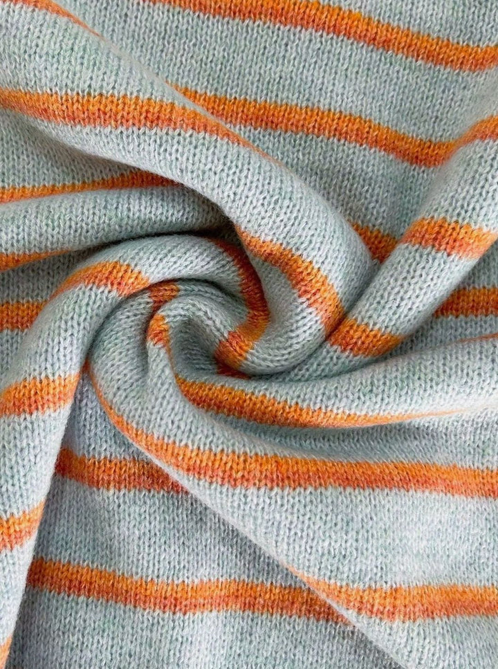 Women's Oversized Striped Knit Cardigan Button-Up Sweater