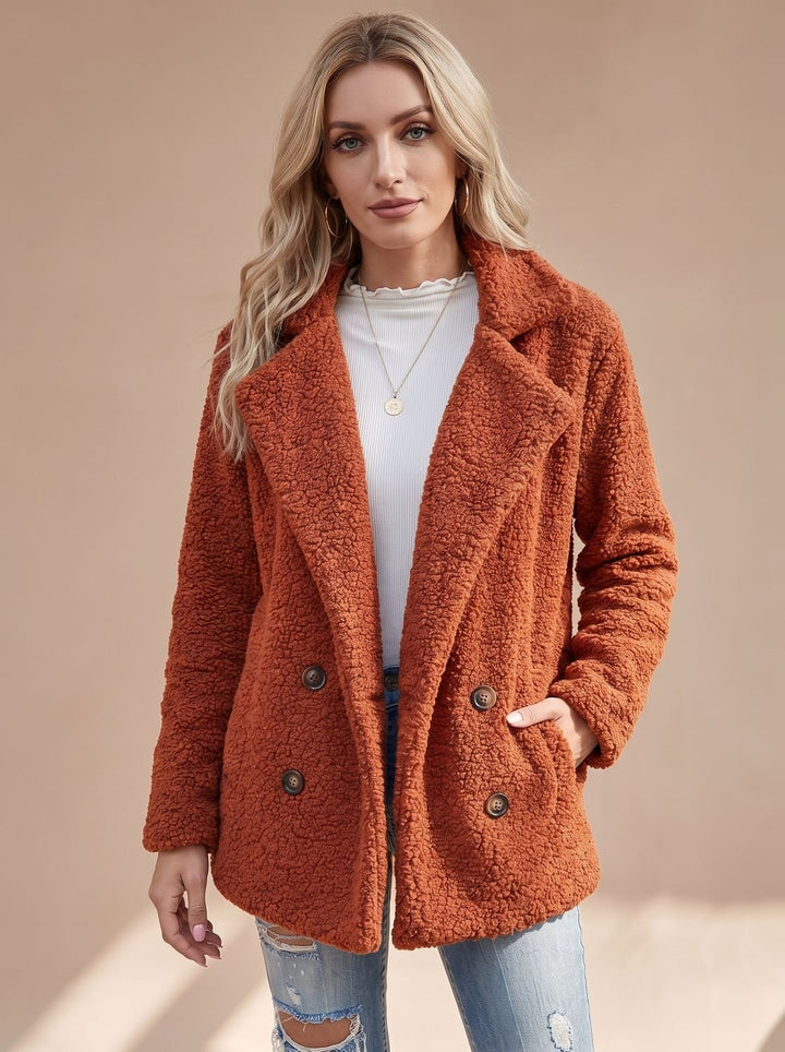 Women's Oversized Teddy Faux Fur Double-Breasted Coat