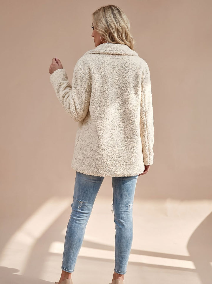 Women's Oversized Teddy Faux Fur Double-Breasted Coat