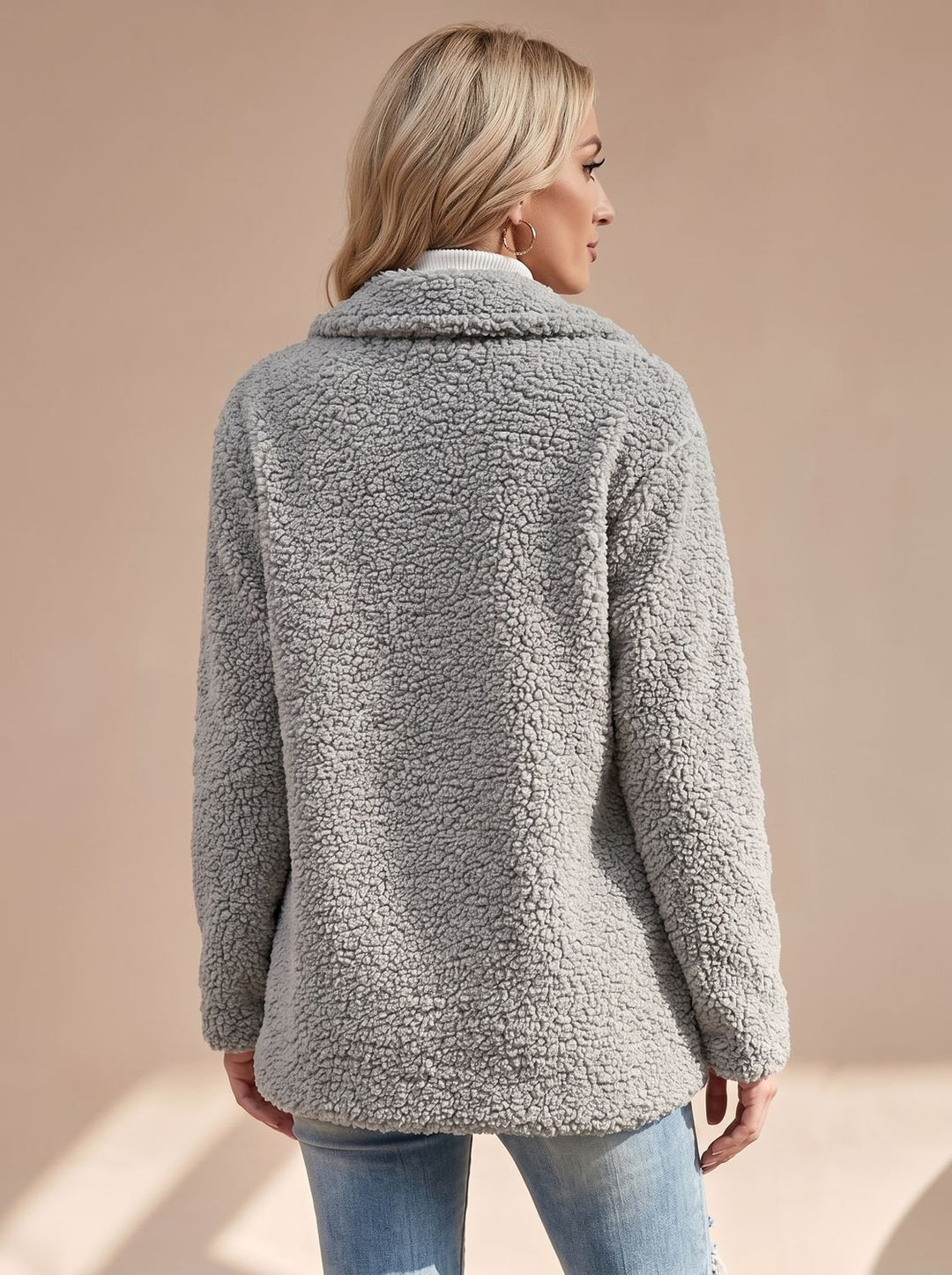 Women's Oversized Teddy Faux Fur Double-Breasted Coat