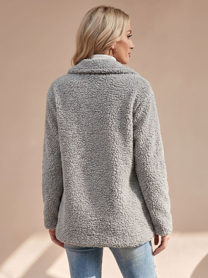 Women's Oversized Teddy Faux Fur Double-Breasted Coat