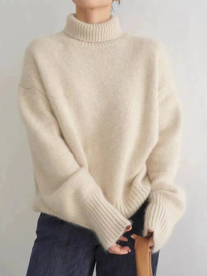 Women's Oversized Turtleneck Cashmere Knit Sweater