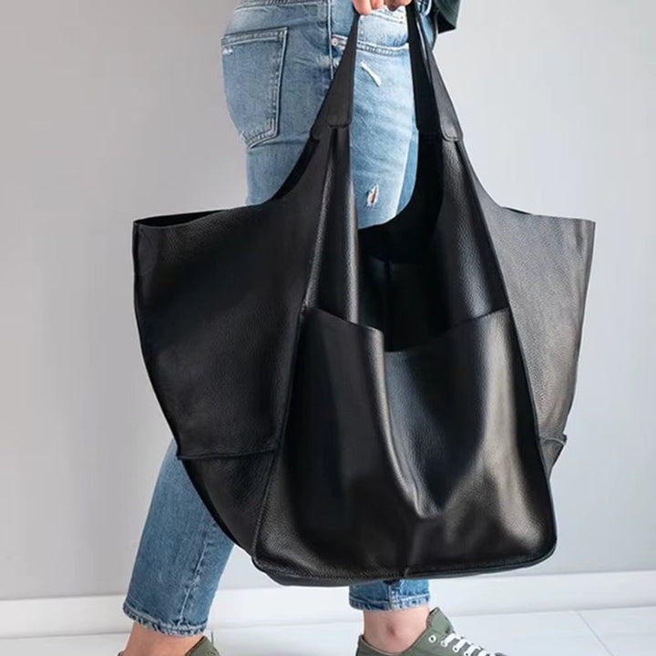Women's Oversized Vegan Leather Magnetic Closure Tote Bag