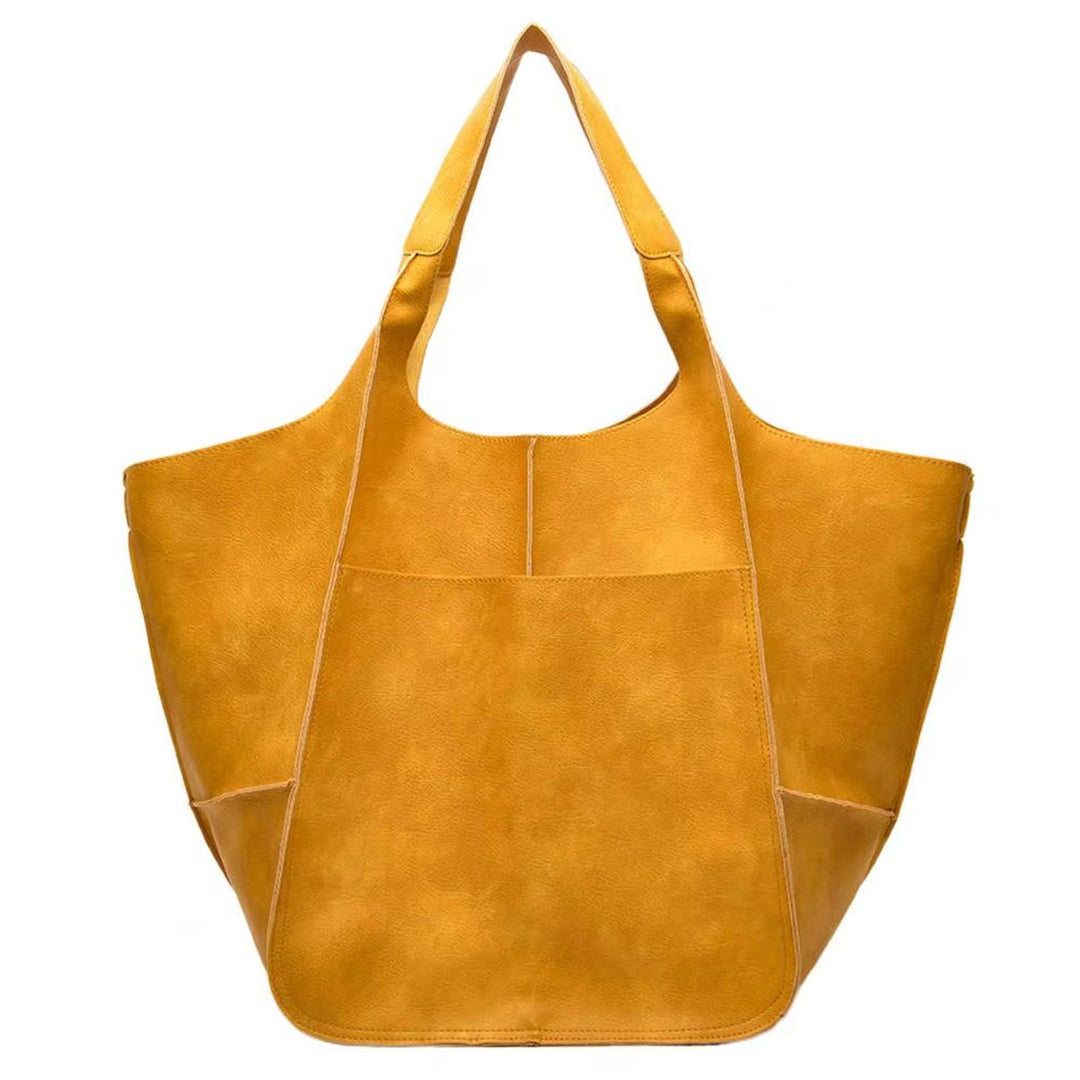 Women's Oversized Vegan Leather Magnetic Closure Tote Bag