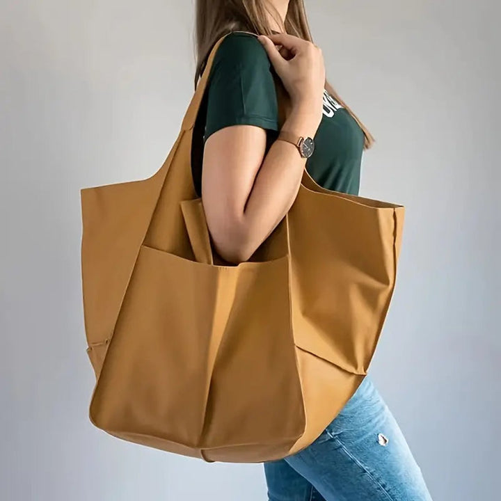 Women's Oversized Vegan Leather Magnetic Closure Tote Bag