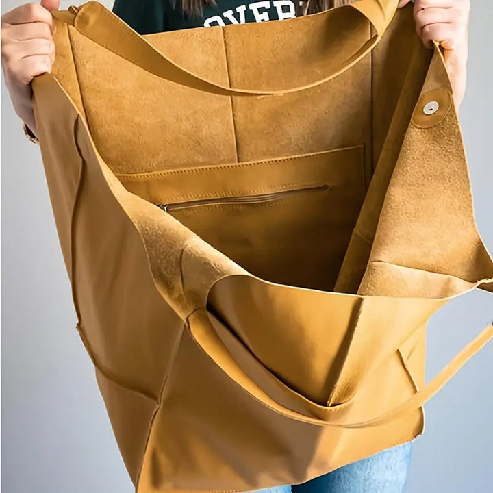 Women's Oversized Vegan Leather Magnetic Closure Tote Bag