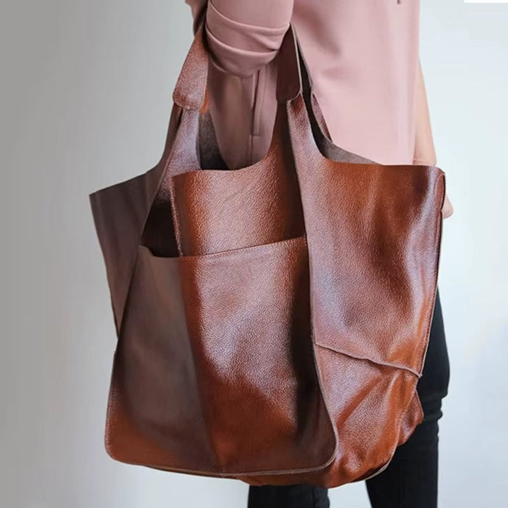 Women's Oversized Vegan Leather Magnetic Closure Tote Bag