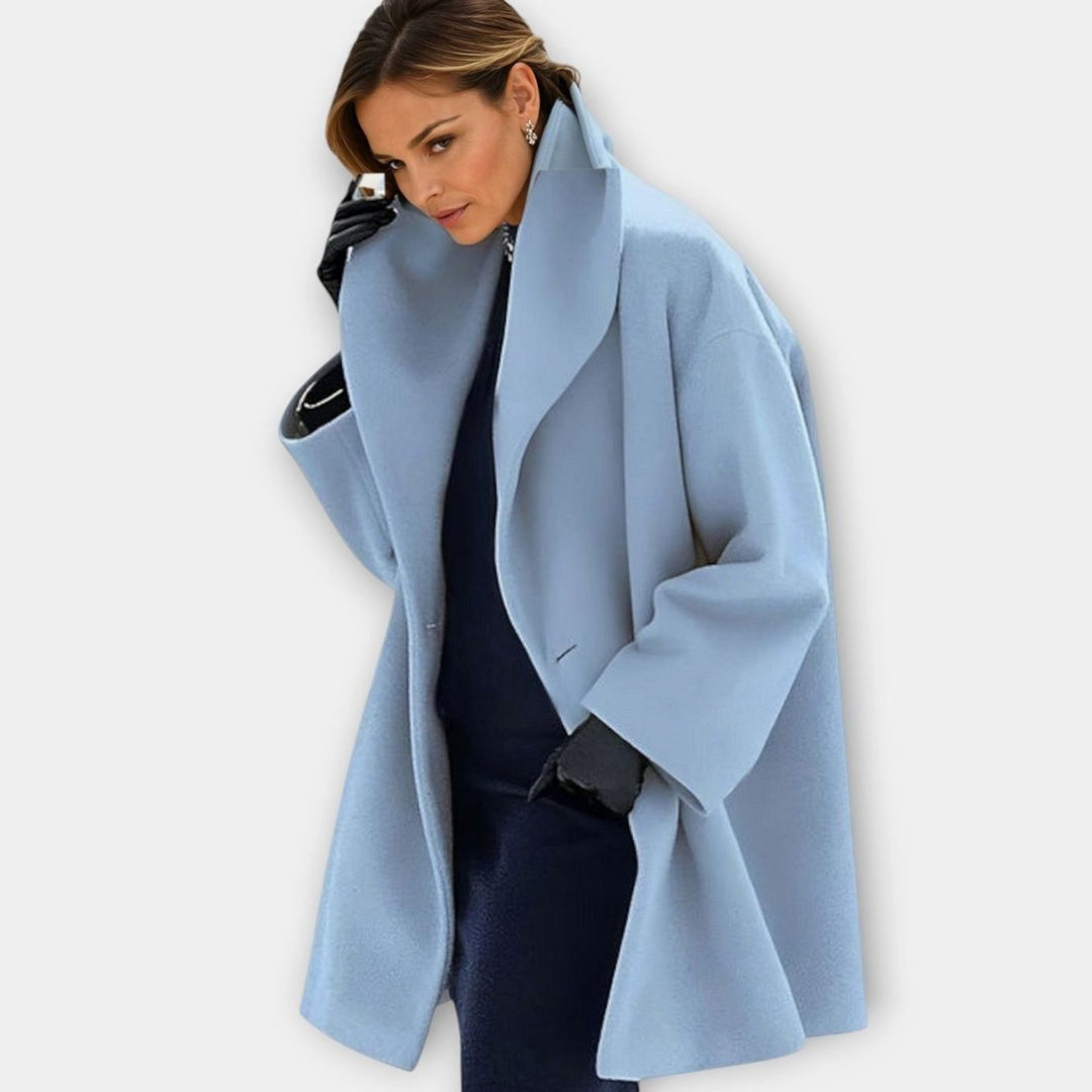 Women's Oversized Wide-Collar Winter Coat Relaxed Fit - Blue