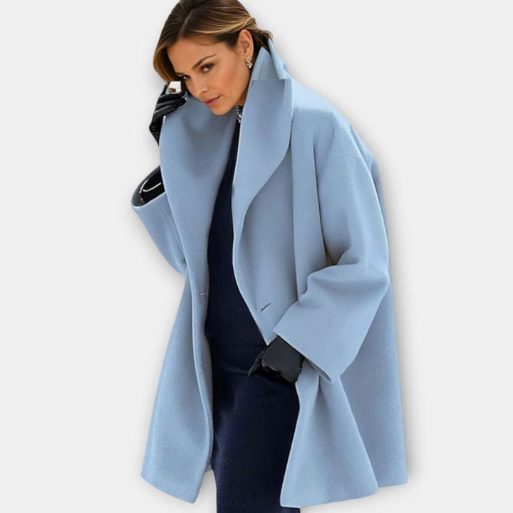 Women's Oversized Wide-Collar Winter Coat Relaxed Fit - Blue