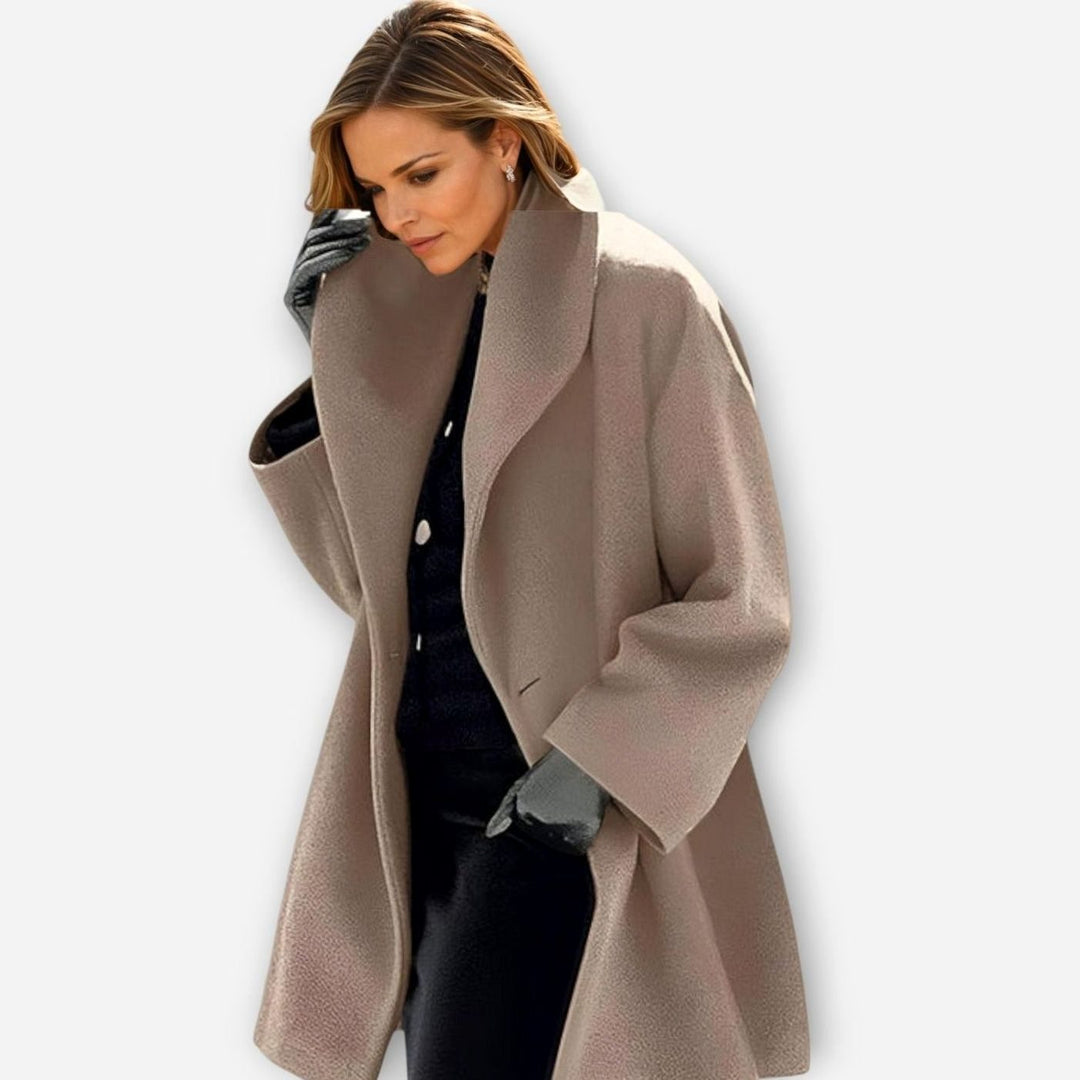 Women's Oversized Wide-Collar Winter Coat Relaxed Fit - Khaki
