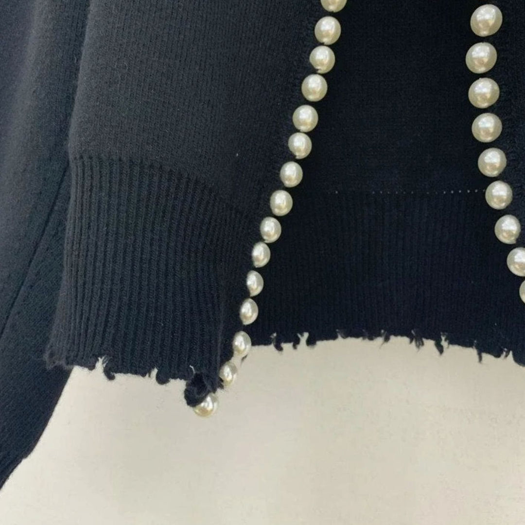 Women's Pearl-Trim Open-Front Knit Cardigan Sweater