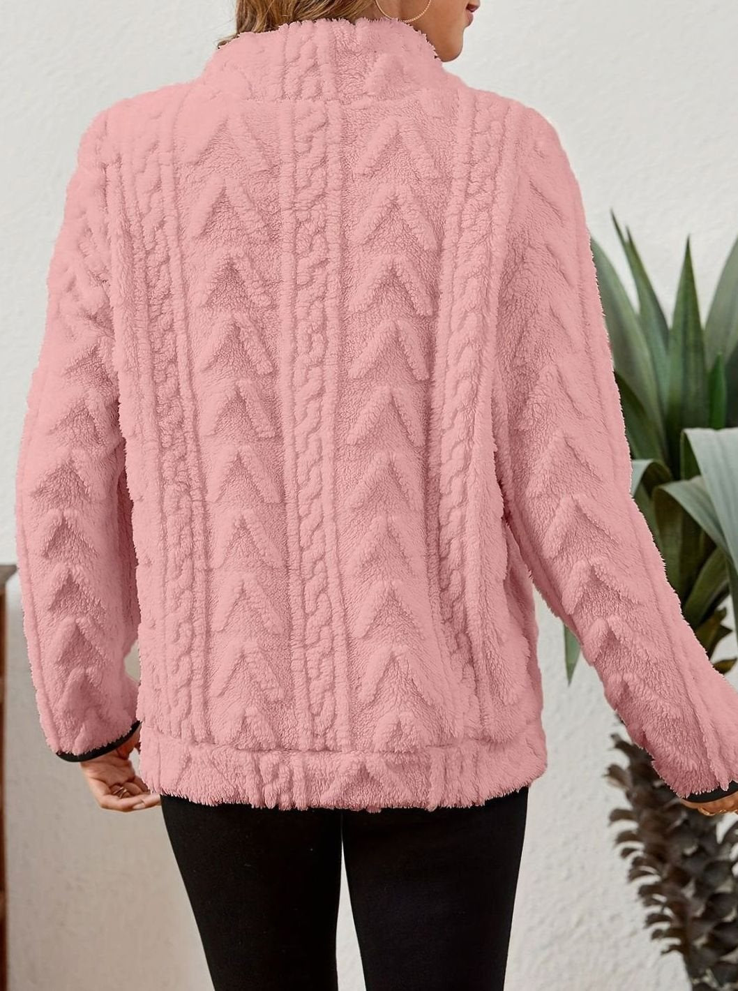Women's Plush Fleece Half-Zip Kangaroo Pocket Pullover Sweater