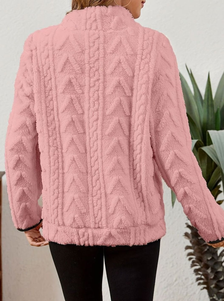 Women's Plush Fleece Half-Zip Kangaroo Pocket Pullover Sweater
