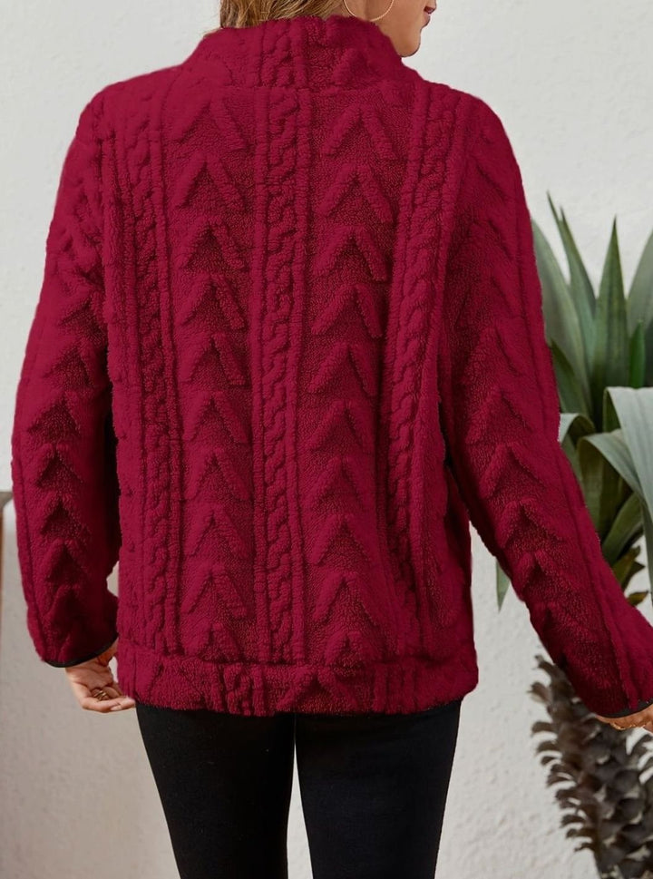 Women's Plush Fleece Half-Zip Kangaroo Pocket Pullover Sweater