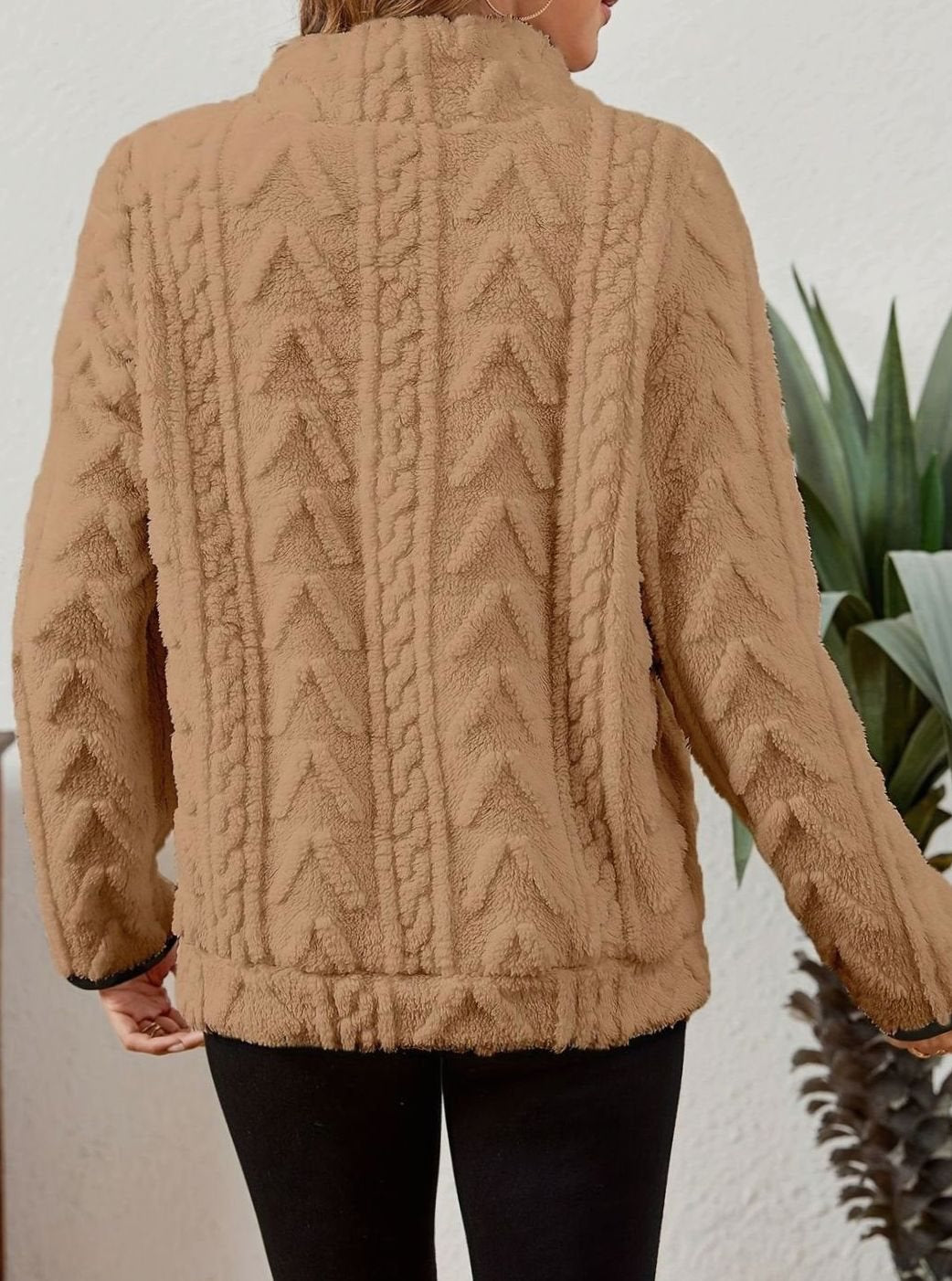 Women's Plush Fleece Half-Zip Kangaroo Pocket Pullover Sweater