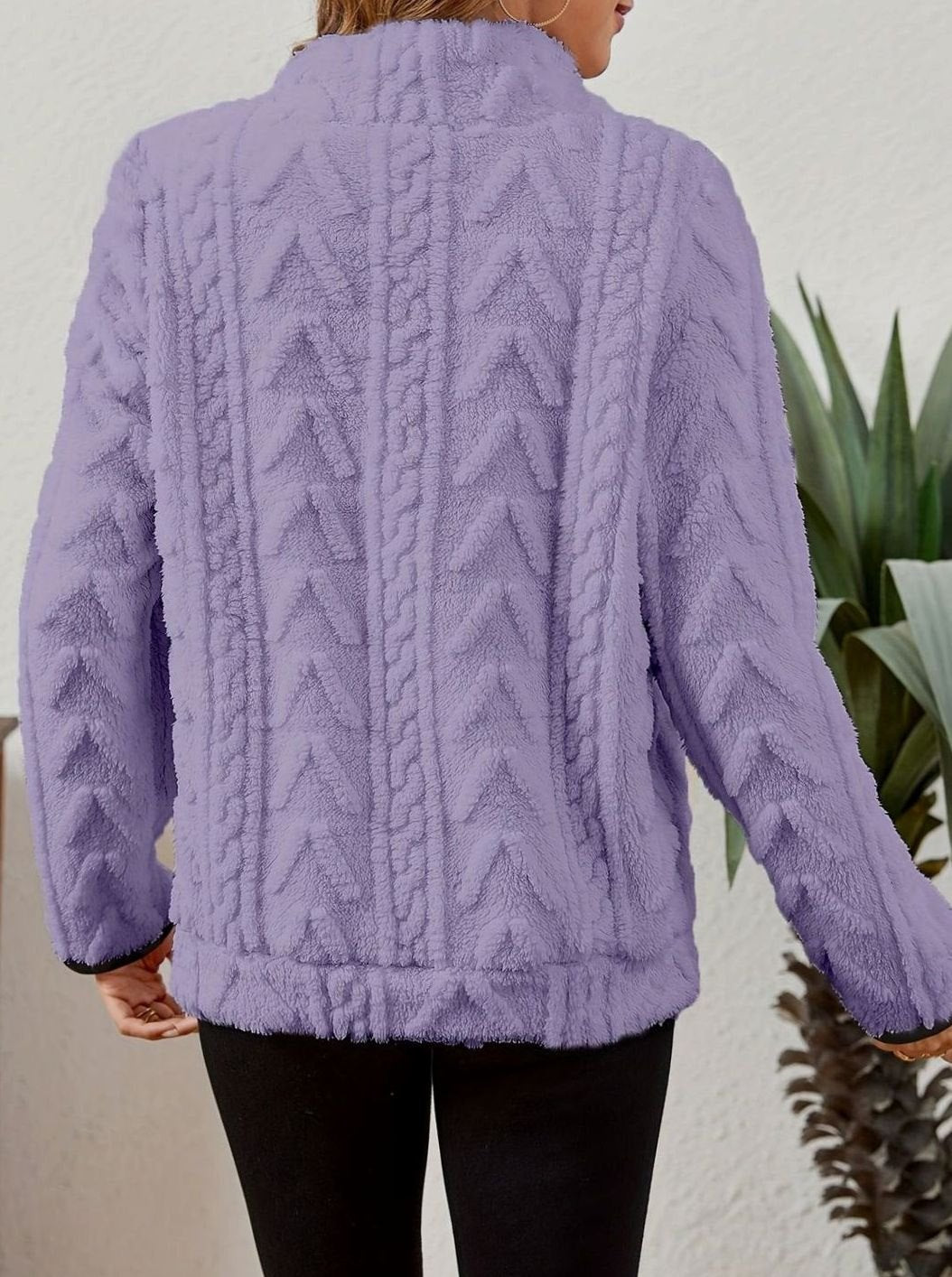 Women's Plush Fleece Half-Zip Kangaroo Pocket Pullover Sweater
