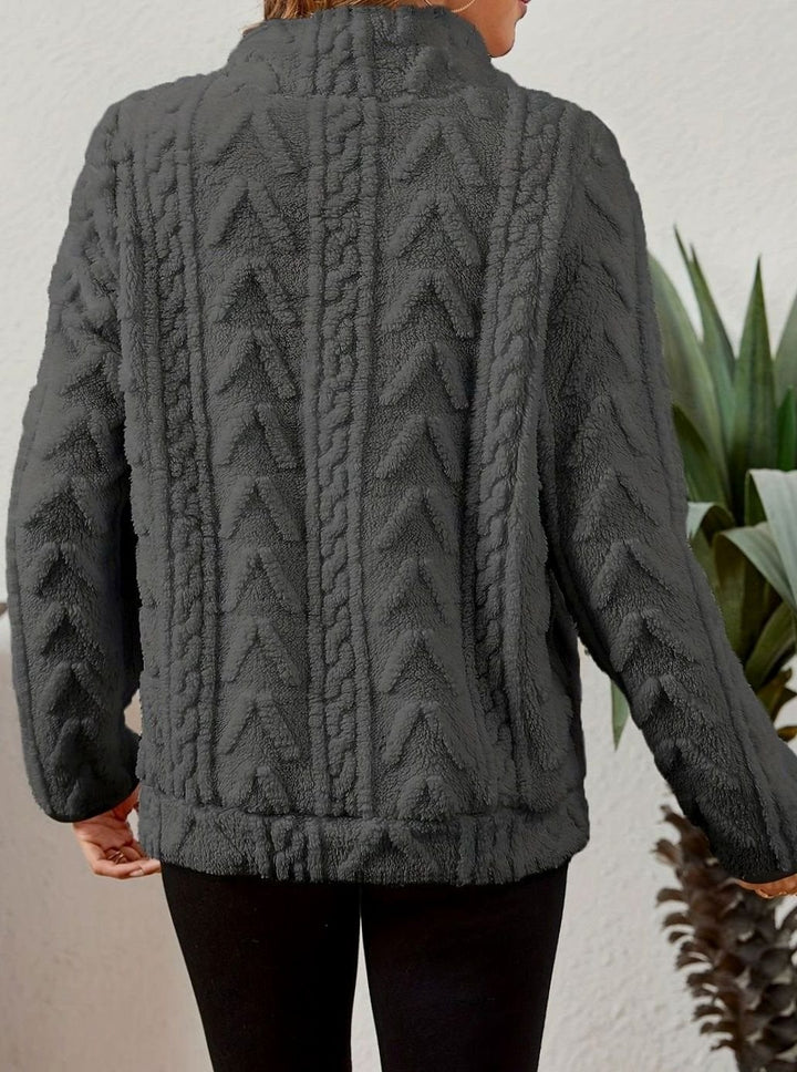 Women's Plush Fleece Half-Zip Kangaroo Pocket Pullover Sweater