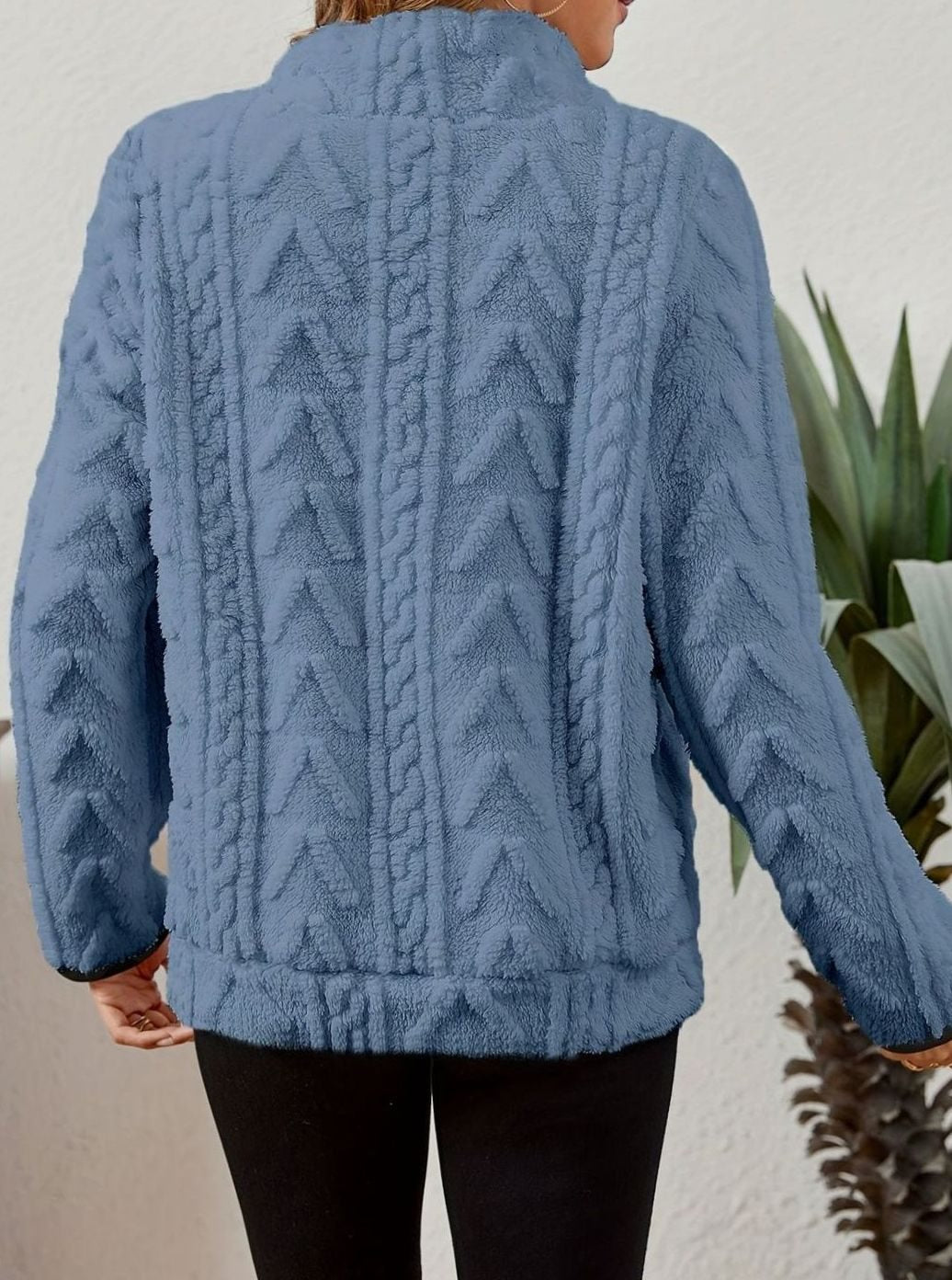 Women's Plush Fleece Half-Zip Kangaroo Pocket Pullover Sweater