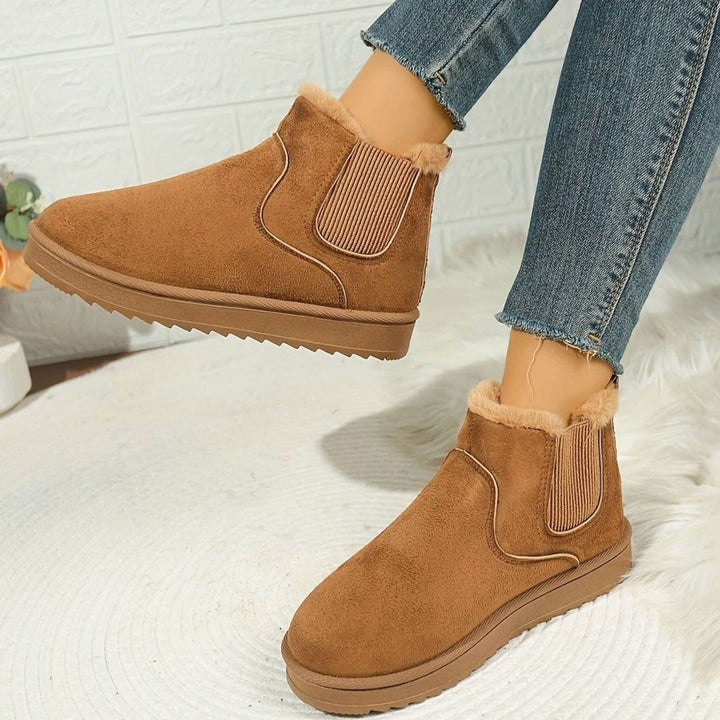 Women's Plush-Lined Slip-On Platform Ankle Winter Boots