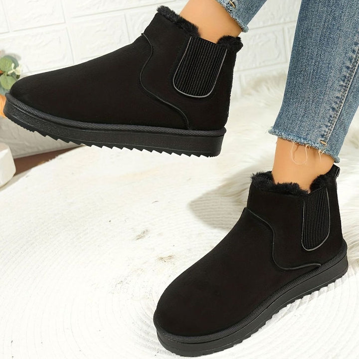 Women's Plush-Lined Slip-On Platform Ankle Winter Boots