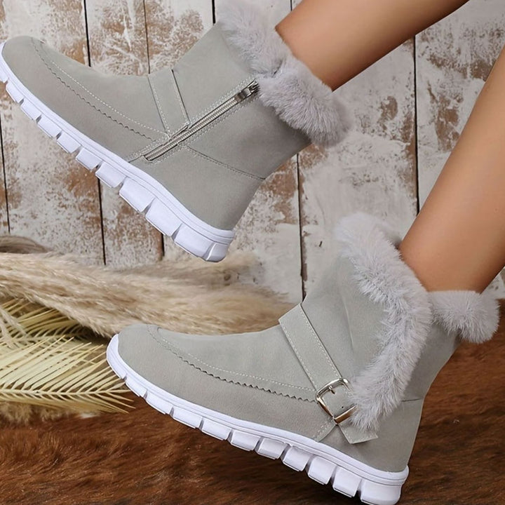 Women's Plush-Trimmed Buckle Ankle Snow Boots