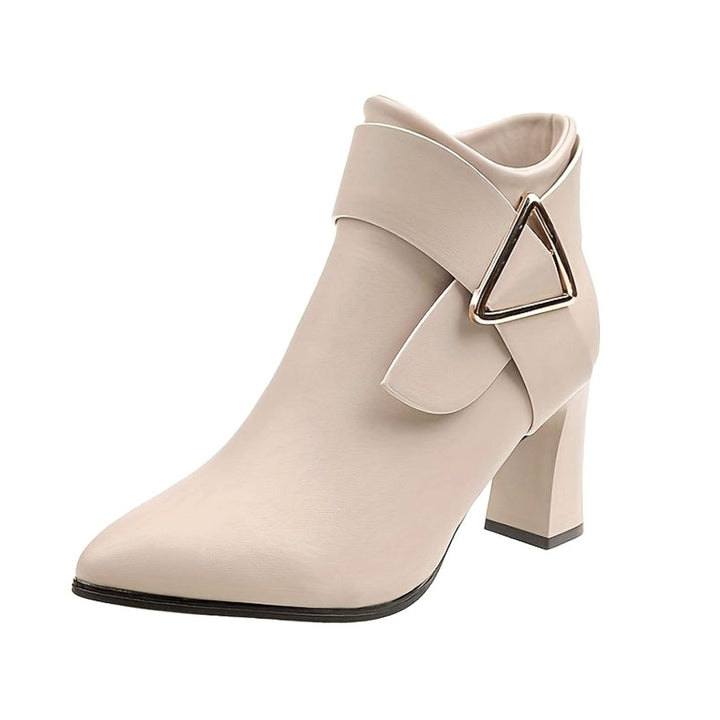 Women's Pointed-Toe Block Heel Black Ankle Boots