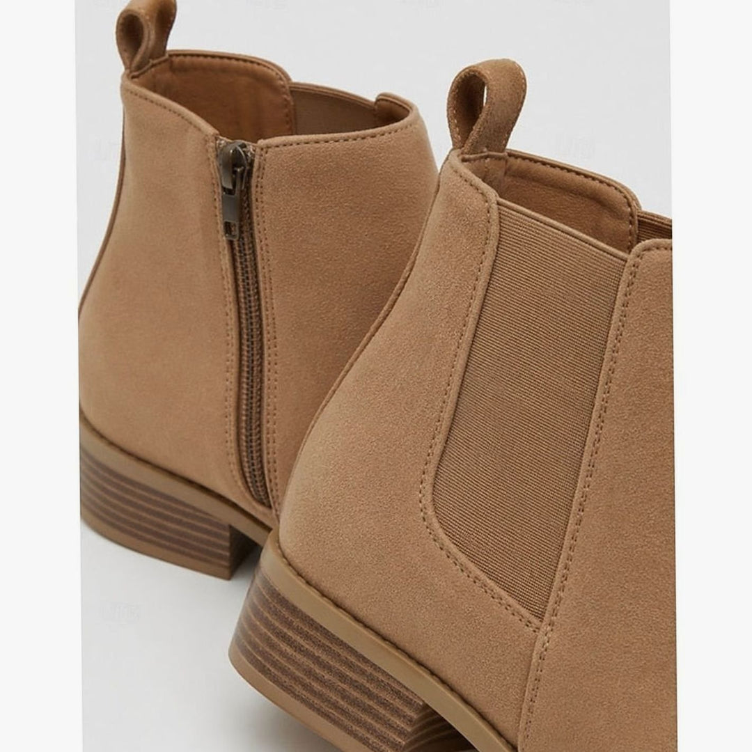 Women's Pointed-Toe Block Heel Suede Chelsea Ankle Boots