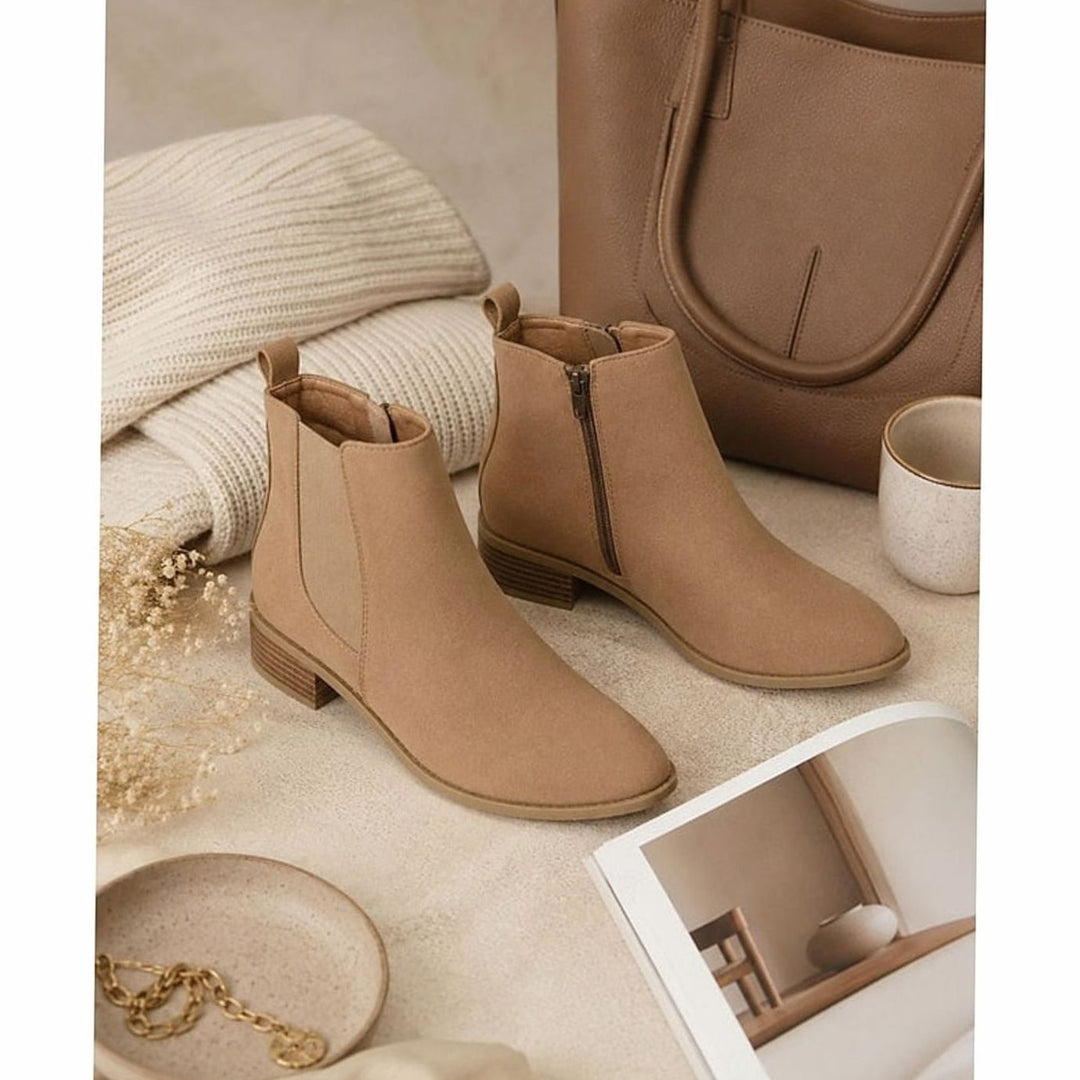 Women's Pointed-Toe Block Heel Suede Chelsea Ankle Boots