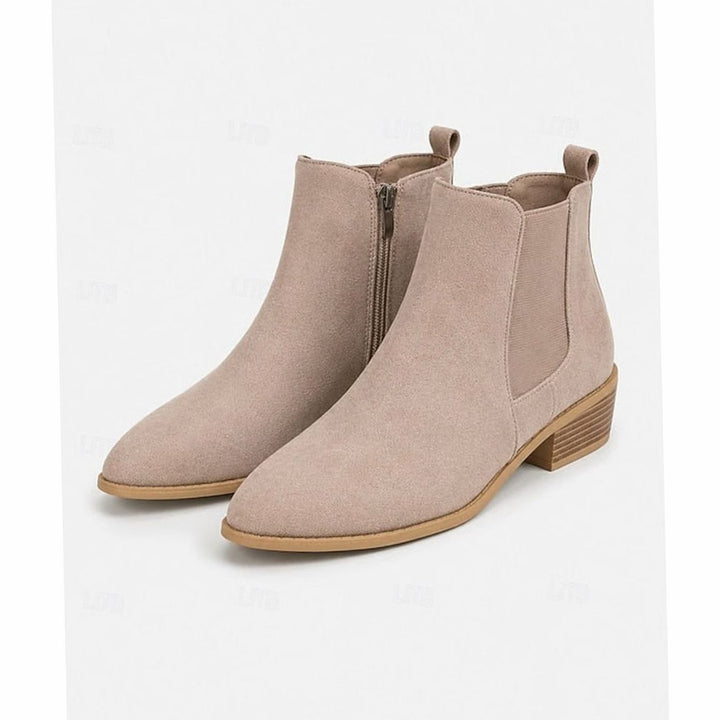 Women's Pointed-Toe Block Heel Suede Chelsea Ankle Boots - Gray
