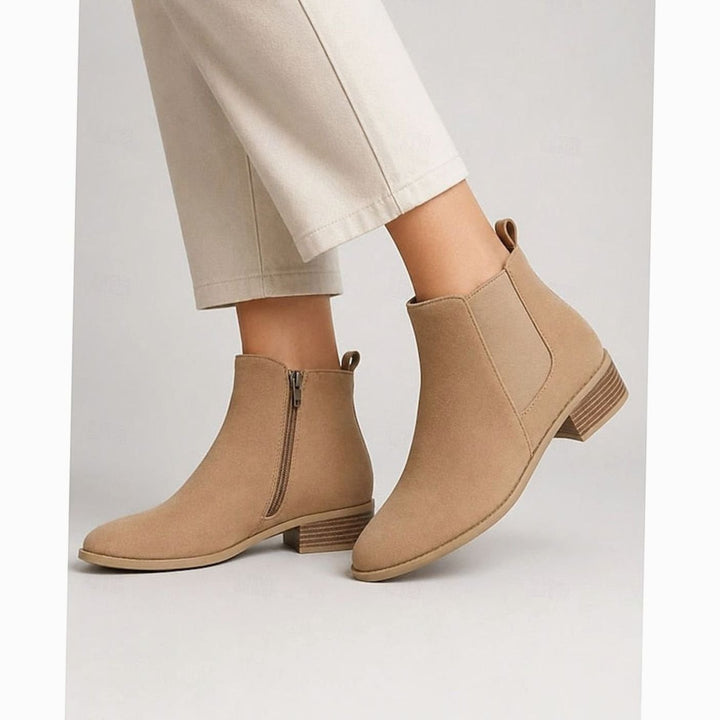 Women's Pointed-Toe Block Heel Suede Chelsea Ankle Boots
