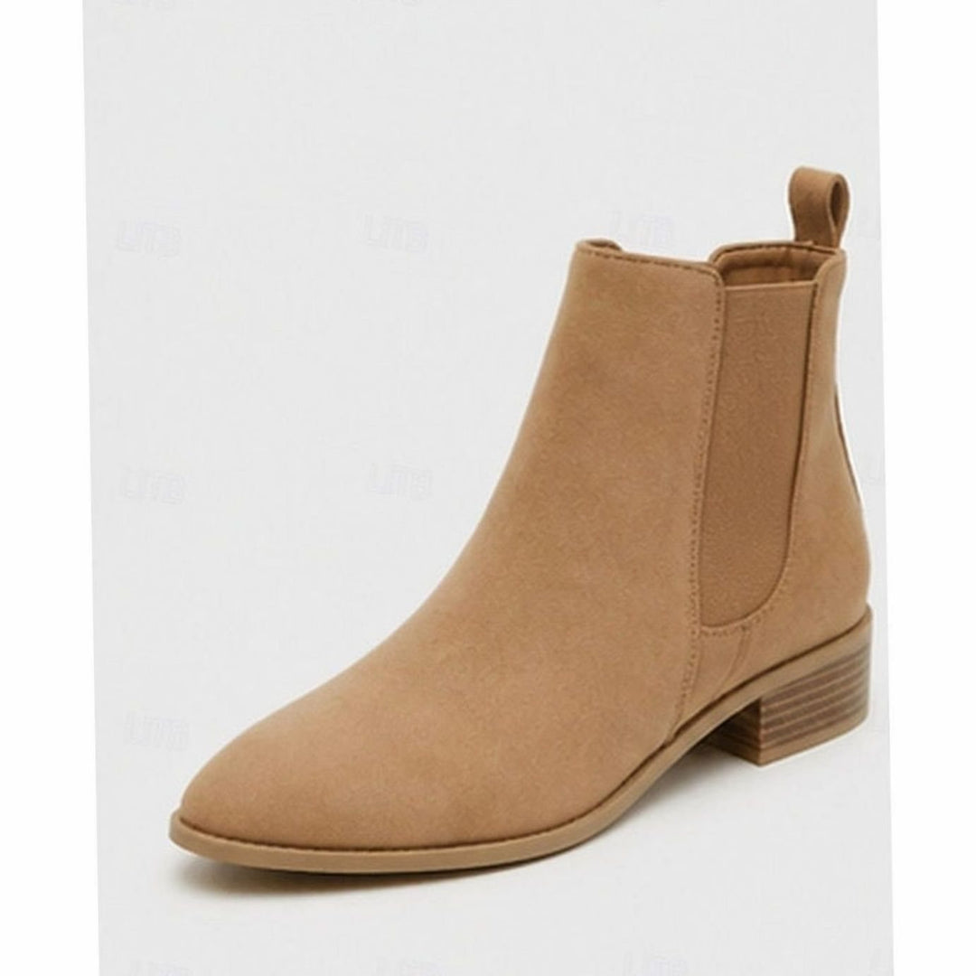 Women's Pointed-Toe Block Heel Suede Chelsea Ankle Boots