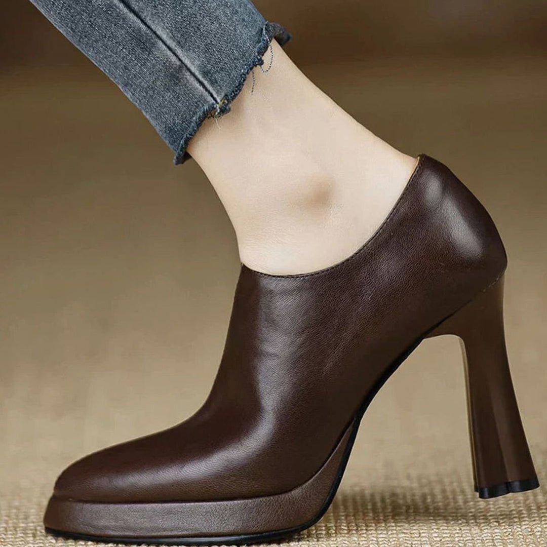 Women's Pointed-Toe Flared-Heel Side-Zipper Classic Dress Pumps