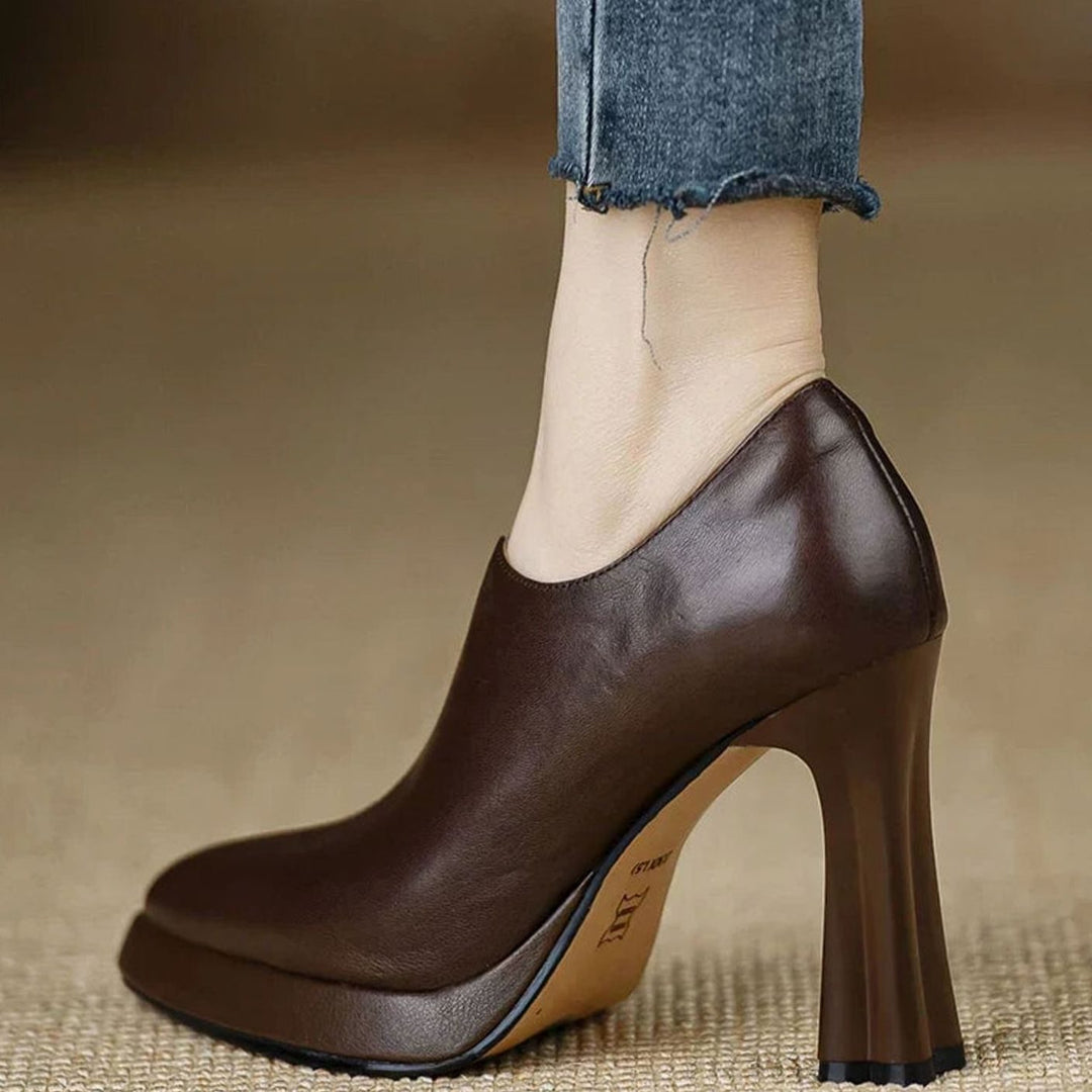 Women's Pointed-Toe Flared-Heel Side-Zipper Classic Dress Pumps