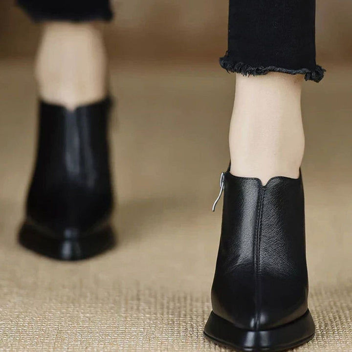Women's Pointed-Toe Flared-Heel Side-Zipper Classic Dress Pumps