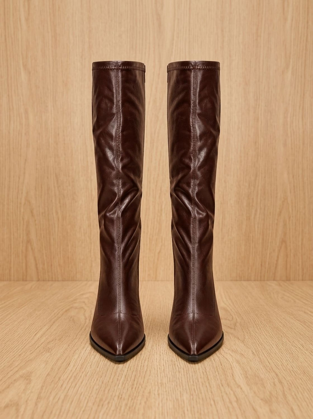 Women's Pointed-Toe Knee High Boots Chunky Block Heel Knee-High
