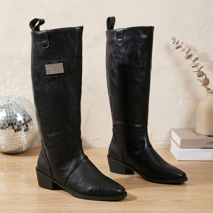 Women's Pointed-Toe Knee High Boots Slim Tall Shaft