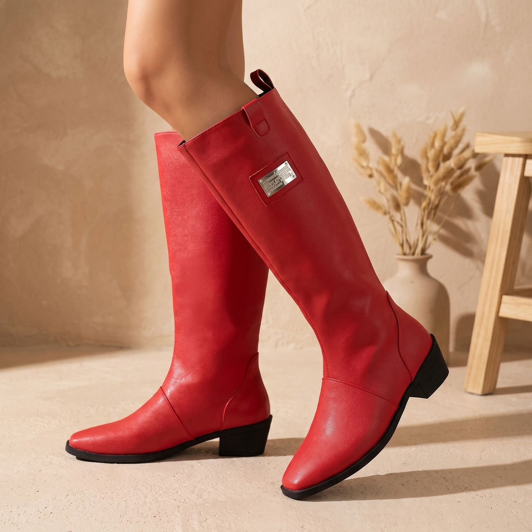 Women's Pointed-Toe Knee High Boots Slim Tall Shaft
