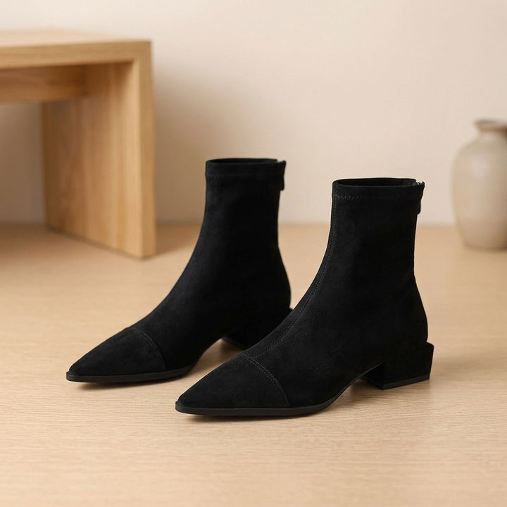 Women's Pointed-Toe Low Block Heel Ankle Boots