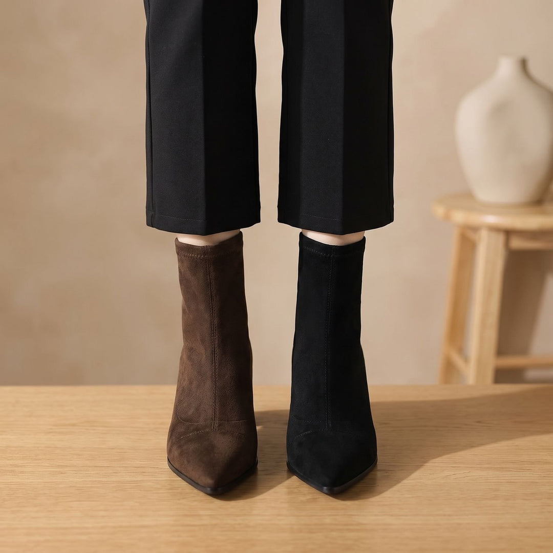Women's Pointed-Toe Low Block Heel Ankle Boots