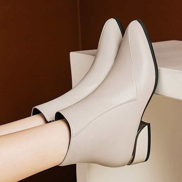 Women's Pointed-Toe Low-Heel Zipper Ankle Boots