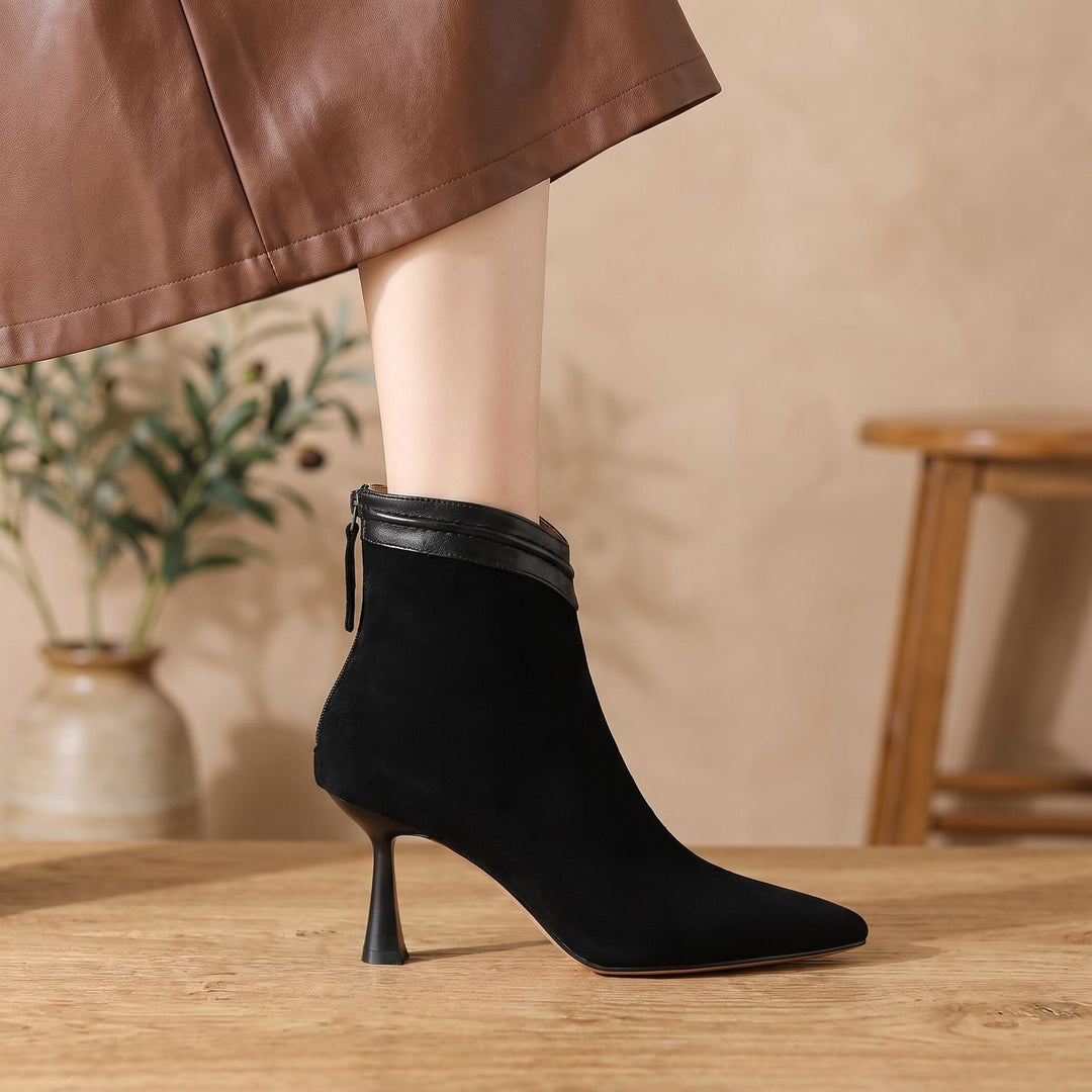 Women's Pointed-Toe Stiletto Heel Suede Ankle Boots