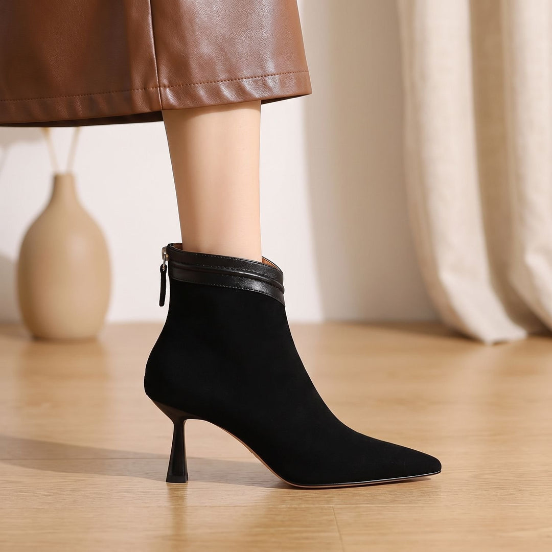 Women's Pointed-Toe Stiletto Heel Suede Ankle Boots