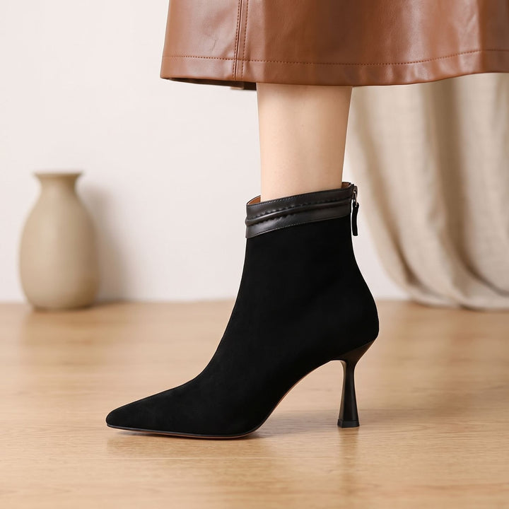 Women's Pointed-Toe Stiletto Heel Suede Ankle Boots