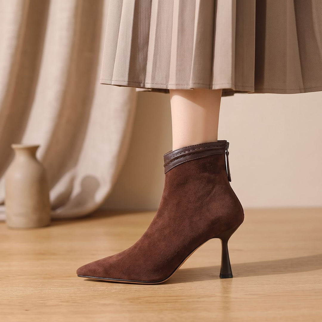 Women's Pointed-Toe Stiletto Heel Suede Ankle Boots