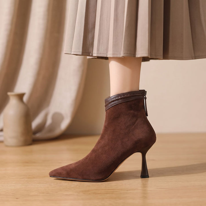 Women's Pointed-Toe Stiletto Heel Suede Ankle Boots