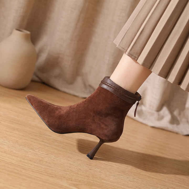 Women's Pointed-Toe Stiletto Heel Suede Ankle Boots