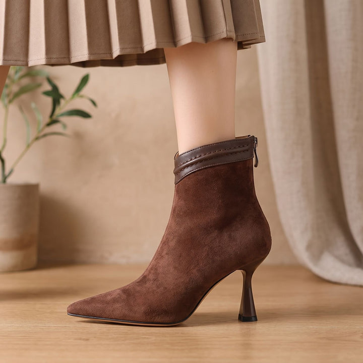 Women's Pointed-Toe Stiletto Heel Suede Ankle Boots