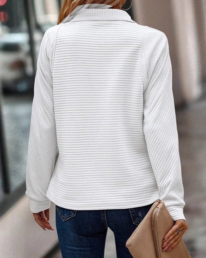 Women's Quarter-Zip Ribbed Pullover Sweater Long Sleeve