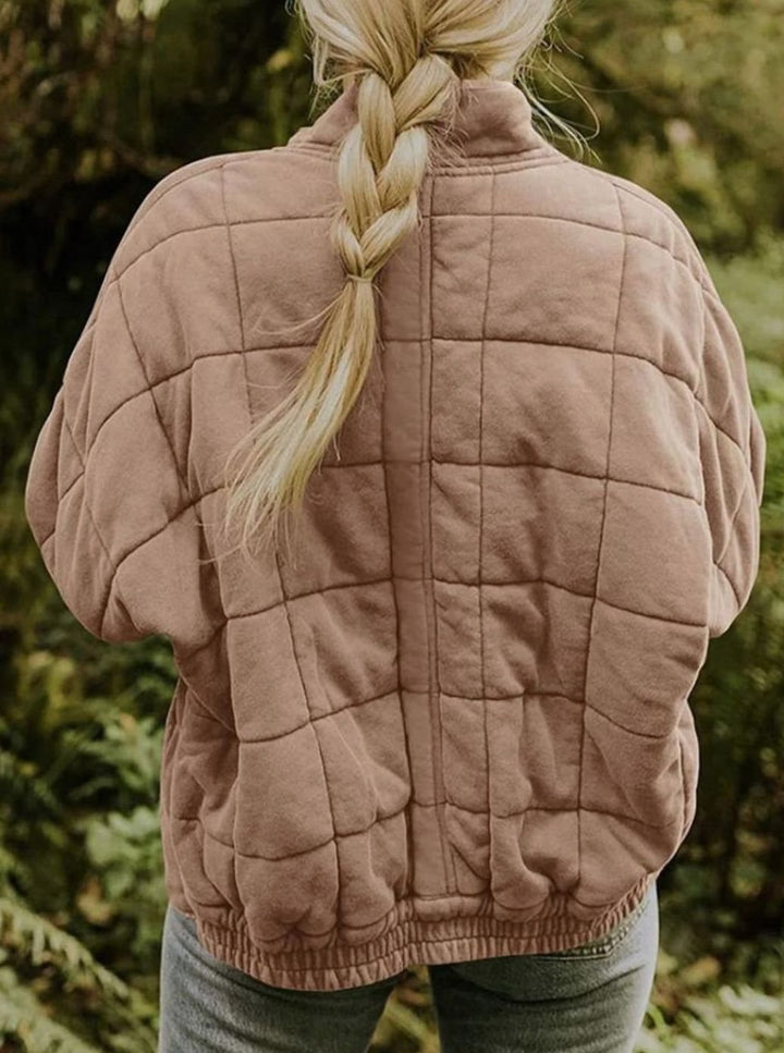 Women's Quilted Fashion Jacket Zip-Up Stand-Collar Outerwear