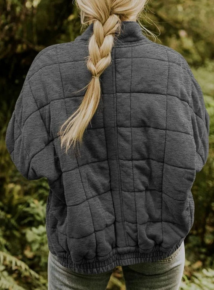 Women's Quilted Fashion Jacket Zip-Up Stand-Collar Outerwear